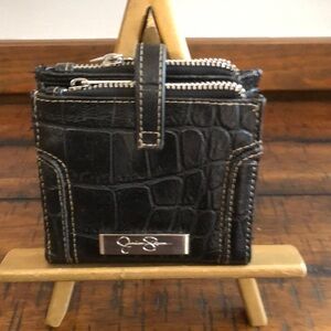 Jessica Simpson Black Croc-Embossed Wallet